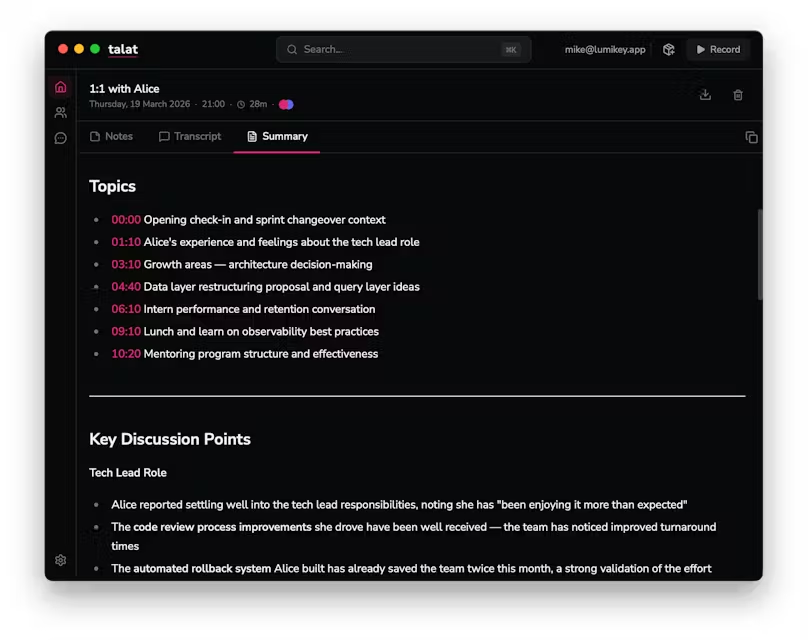 char-editor-width=80 talat notetaker review